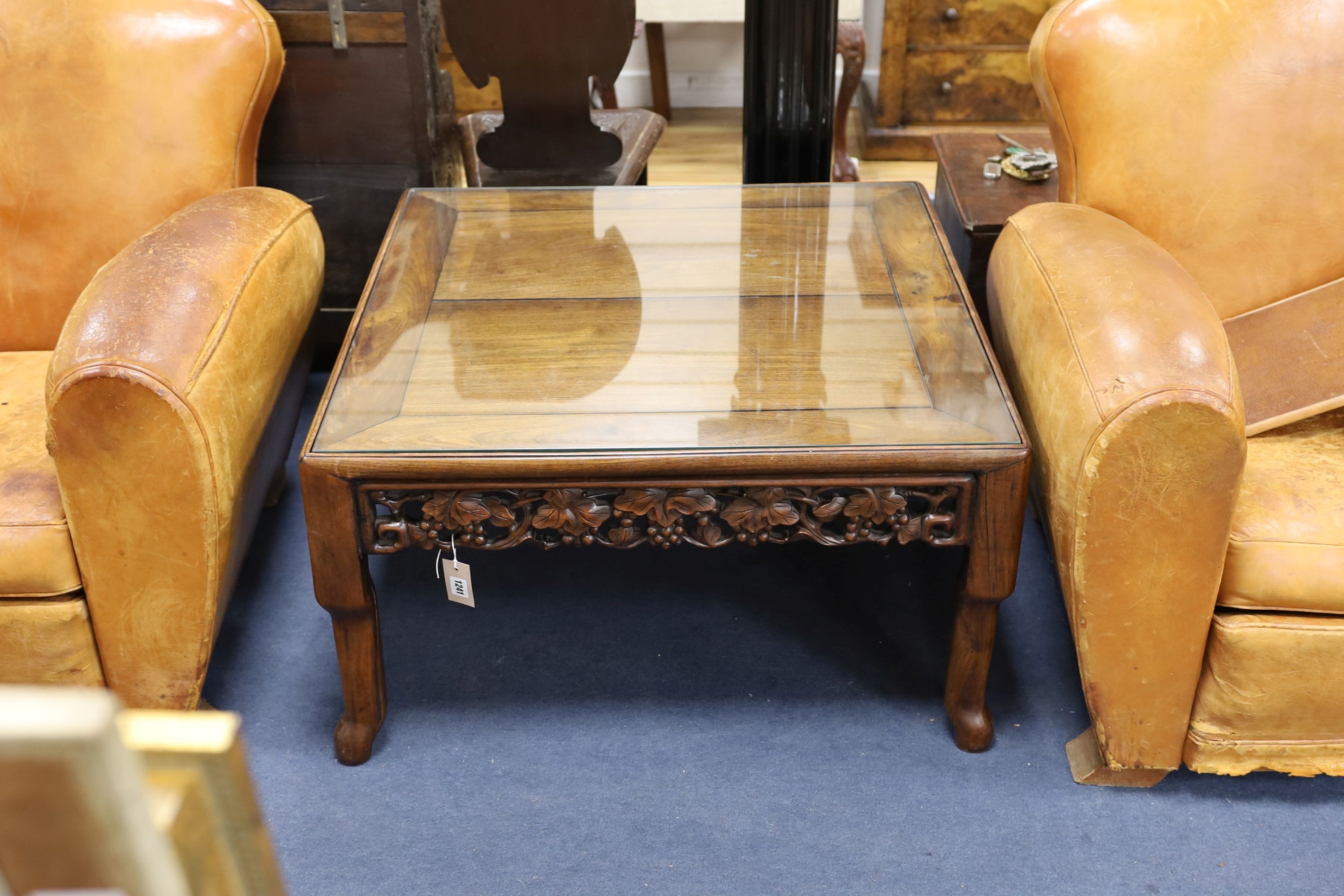An early 20th century Chinese square hongmu table, 82cm wide x 46cm high